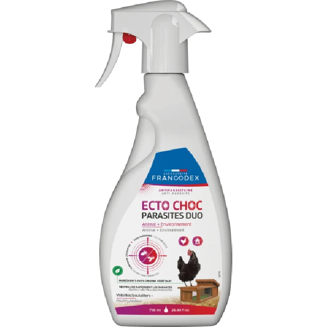 Spray Antiparasitaire Volants Et Rampants Pour Poule Ecto Choc Parasites Duo 750ML - Francodex 3 Spray Antiparasitaire Volants Et Rampants Pour Poule Ecto Choc Parasites Duo 750ML - Francodex