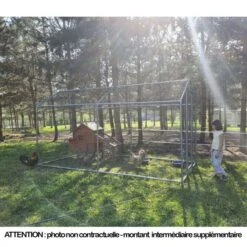 Enclos Poulailler 12m² Tubes 32mm H2,25m - Parc Grillagé Renforcé 6x2m - Acier Galvanisé -Poulailler Boutique grand enclos poulailler parc grillage 2x6x2 25m cote gauche plan large
