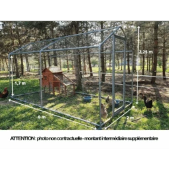 Enclos Poulailler 12m² Tubes 32mm H2,25m - Parc Grillagé Renforcé 6x2m - Acier Galvanisé -Poulailler Boutique grand enclos poulailler parc grillage 2x6x2 25m dimensions