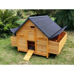 Poulailler Cémani XXL Toit Shingle Noir 15 à 18 Poules -Poulailler Boutique grand poulailler bassette xxl toit noir 15 18 poules vue avant ouvert