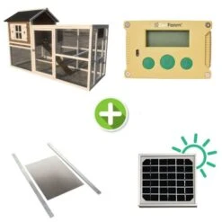 Kit Poulailler Brahma 6 à 8 Poules Bois FSC Avec Portier Zen Farm Autonome Solaire Et Trappe Taille Medium