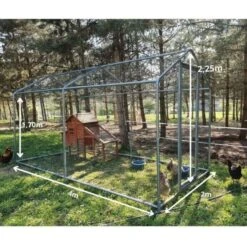 Enclos Poulailler 8m² Tubes 32mm H2,25m - Parc Grillagé Renforcé 4x2m - Acier Galvanisé -Poulailler Boutique p001 dimensions