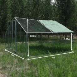 Enclos Poulailler 16m² Tubes 38mm H2,8m - Parc Grillagé Renforcé 4x4m - Acier Galvanisé -Poulailler Boutique p007 dimensions