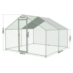 Enclos Poulailler 16m² Tubes 38mm H2,8m - Parc Grillagé Renforcé 4x4m - Acier Galvanisé -Poulailler Boutique parc grillage p007 4x4m