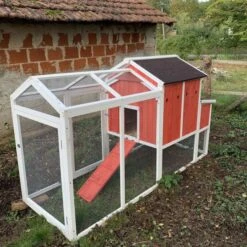 Poulailler Ardennais 6 à 8 Poules Toit Shingle -Poulailler Boutique poulailler ardennais rouge 8 poules vue cote droit