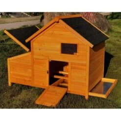 Poulailler Bantam XL 2 à 4 Poules Toit Shingle Avec Extension Parc Grillagé -Poulailler Boutique poulailler bantam xl shingle noir vue face tout ouvert 1