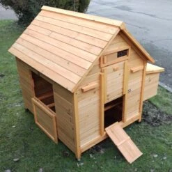 Poulailler Cémani XL Toit Bois 6 à 10 Poules 26 Poulailler Cémani XL Toit Bois 6 à 10 Poules -Poulailler Boutique poulailler bois cemani xl 6 8 poules profil ouvert