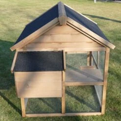 Poulailler Plymouth Toit Shingle Ouvrant 4 à 6 Poules Bois FSC Avec Extension Parc Grillagé -Poulailler Boutique poulailler bois fsc plymouth 2 4 poules arriere 2