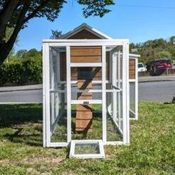 Poulailler Brahma Toit Shingle 6 à 8 Poules Bois FSC 27 Poulailler Brahma Toit Shingle 6 à 8 Poules Bois FSC -Poulailler Boutique poulailler brahma vue avant avec enclos