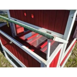 Poulailler Deluxe Rouge Toit Shingle Vert 10 à 12 Poules V3.0 -Poulailler Boutique poulailler deluxe rouge toit vert 12 poules ouverture pondoir