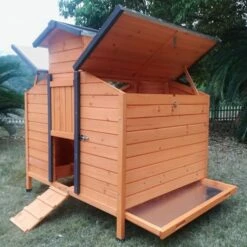 Poulailler Farmer L Toit En Tôle Ouvrant 4 à 6 Poules Bois FSC -Poulailler Boutique poulailler farmer l bois fsc ouvert 1