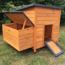 Poulailler Sussex L Toit Shingle Noir Ouvrant 4 à 6 Poules Bois FSC -Poulailler Boutique poulailler sussex profil avant ouvert 1