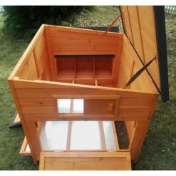 Poulailler Sussex XL Toit Shingle Noir Ouvrant 6 à 10 Poules Bois FSC -Poulailler Boutique poulailler sussex profil cote tout ouvert