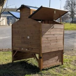 Poulailler Farmer L Toit Tôle Ouvrant 4 à 6 Poules Bois FSC Avec Rehausse -Poulailler Boutique poulialler farmer avec rehausse arriere