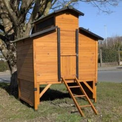 Poulailler Farmer XL Toit Tôle Ouvrant 6 à 10 Poules Bois FSC Avec Rehausse -Poulailler Boutique poulialler farmer avec rehausse entree fermee 1