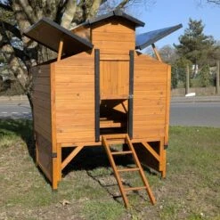 Poulailler Farmer L Toit Tôle Ouvrant 4 à 6 Poules Bois FSC Avec Rehausse -Poulailler Boutique poulialler farmer avec rehausse ouvert