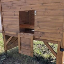 Poulailler Farmer L Toit Tôle Ouvrant 4 à 6 Poules Bois FSC Avec Rehausse -Poulailler Boutique poulialler farmer avec rehausse trappe arriere