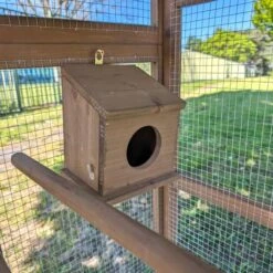 Volière Pour Oiseaux En Bois Double Toit Shingle -Poulailler Boutique voli re oiseaux ext rieur 2 parties focus nichoir int rieur bas