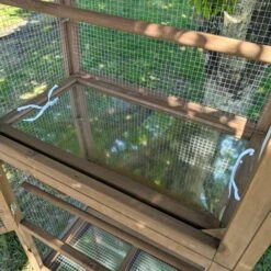 Volière Pour Oiseaux En Bois Double Toit Shingle -Poulailler Boutique voli re oiseaux ext rieur 2 parties focus tiroir dejection haut