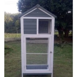 Volière Oiseaux En Bois Avec Toit Shingle Inséparable Bleue Et Blanche -Poulailler Boutique voliere inseparable