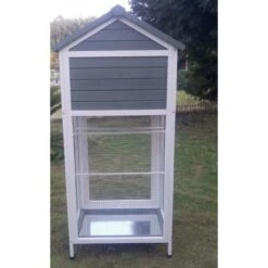 Volière Oiseaux En Bois Avec Toit Shingle Inséparable Bleue Et Blanche -Poulailler Boutique voliere inseparable 3