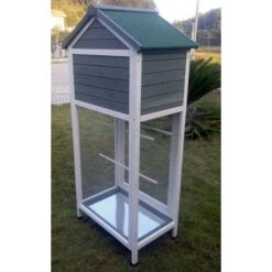 Volière Oiseaux En Bois Avec Toit Shingle Inséparable Bleue Et Blanche -Poulailler Boutique voliere inseparable 4