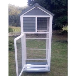 Volière Oiseaux En Bois Avec Toit Shingle Inséparable Bleue Et Blanche -Poulailler Boutique voliere inseparable 6